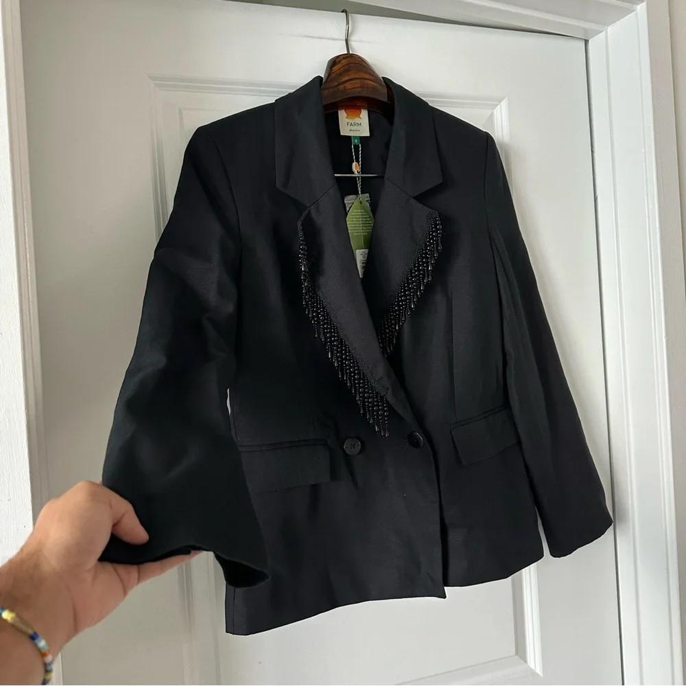 Farm Rio Black Fringe Blazer - Picture 2 of 8